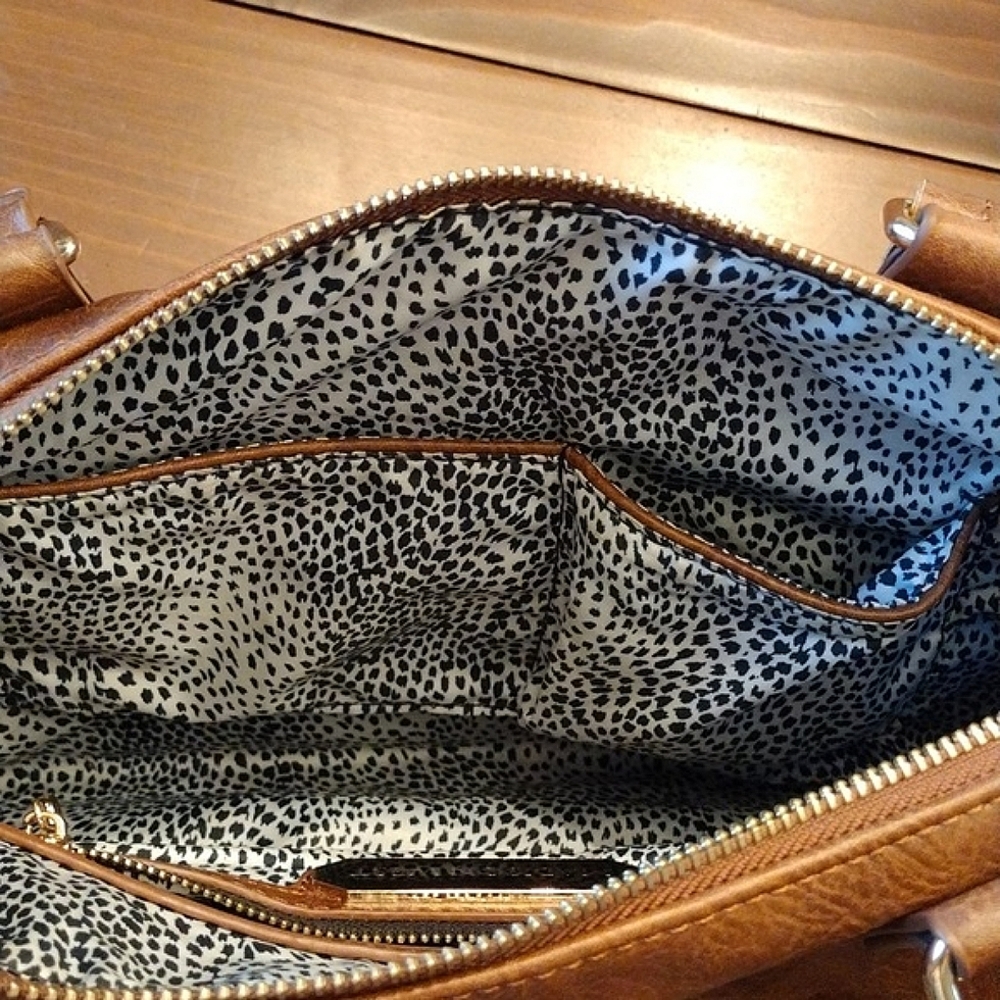 Madison West Polyurethane Leather Braided Distressed Double Woven Handbag, Vegan - Picture 8 of 9